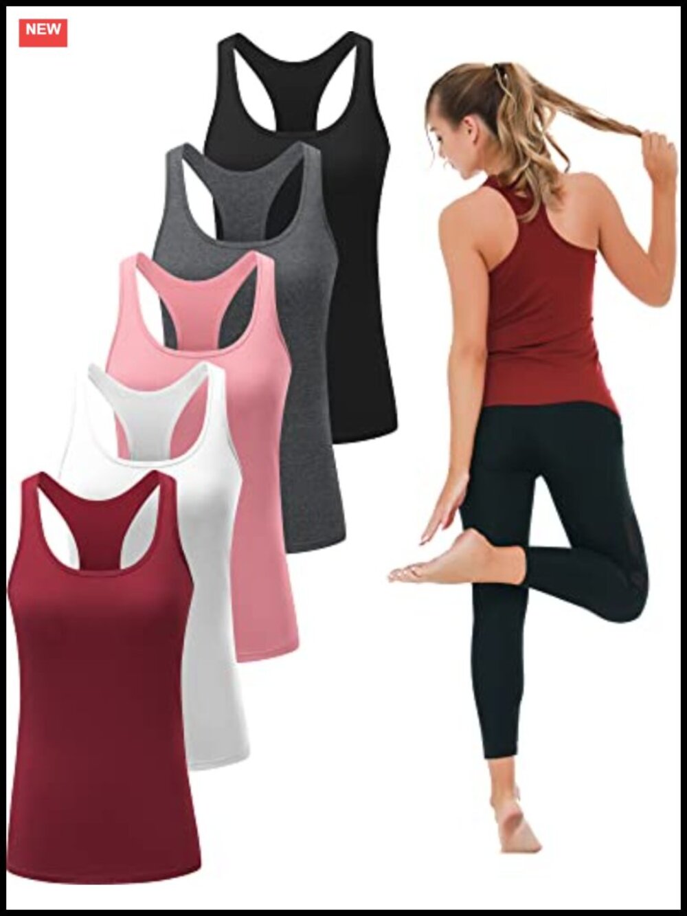 Women's 5 Pack Workout Tank Tops Compression Racerback Sleeveless